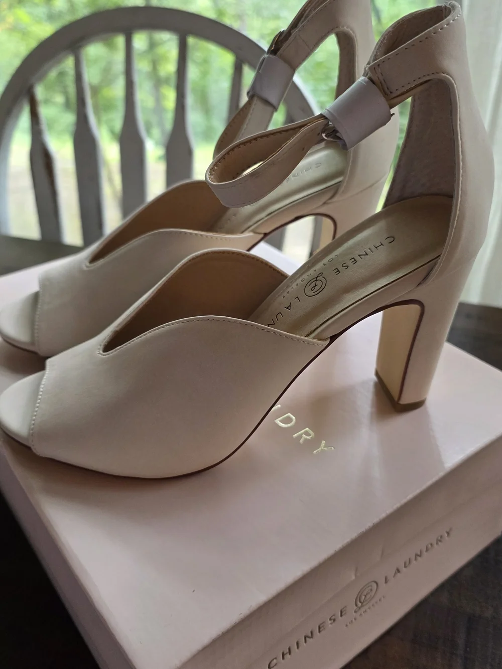 Chinese Laundry Blush Peep-Toe Ankle Strap Heels